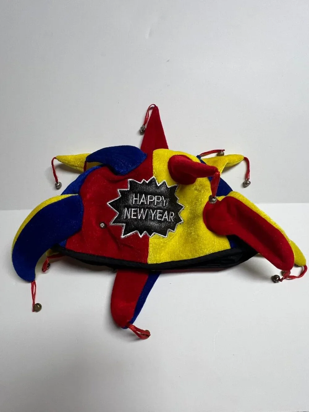 Jester Hat Happy New Year Plush Velvet Multicolor Costume Party Bells Smiffys